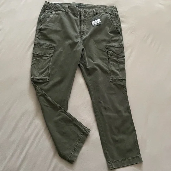 ⛰️EDDIE BAUER River Rock Cargo Pants Women’s Size 16 Curvy Slim Slat Green NWT - Picture 2 of 9